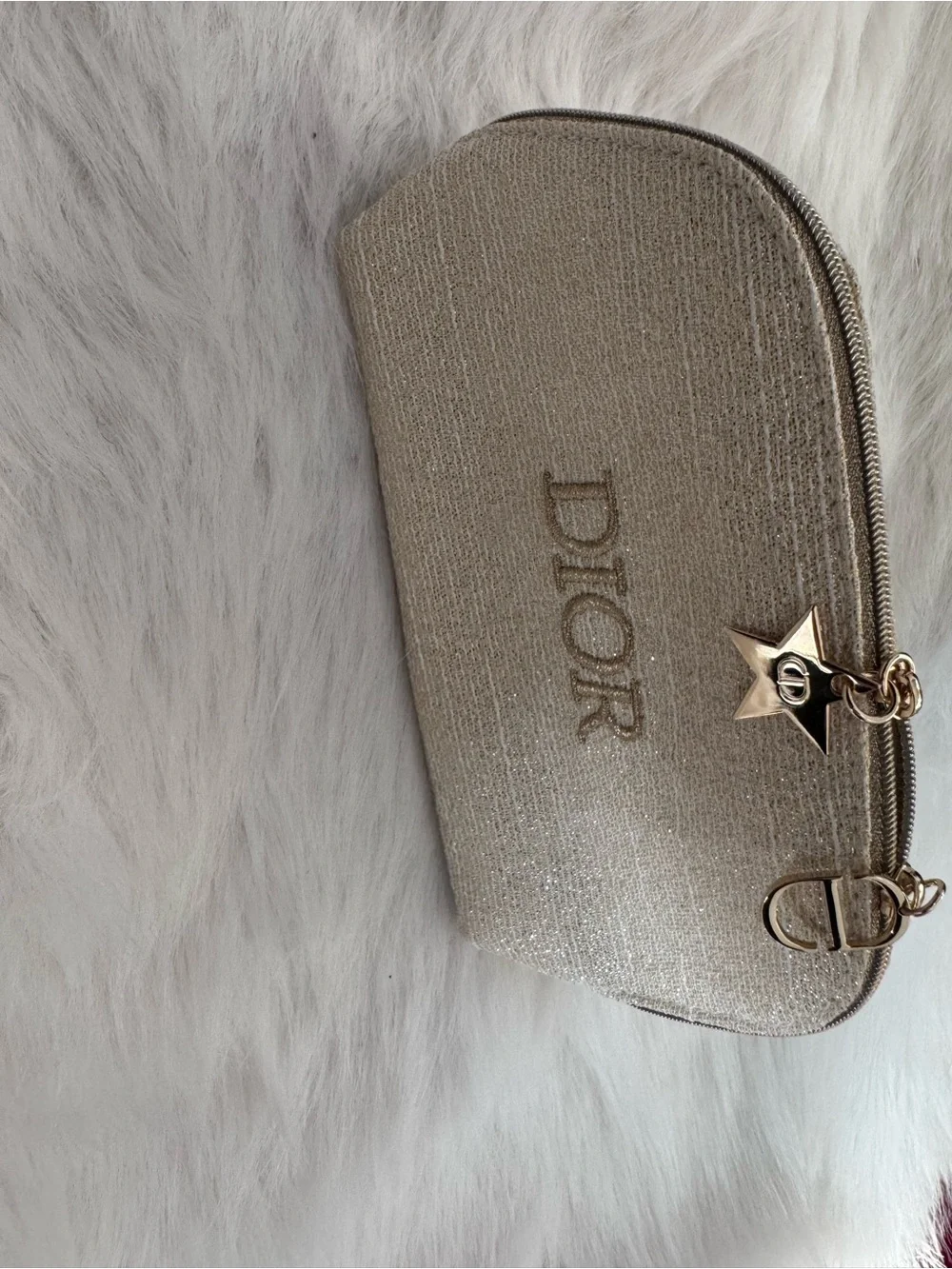 Dior Sparkling Cream Cosmetic Pouch with Embroidered Logo